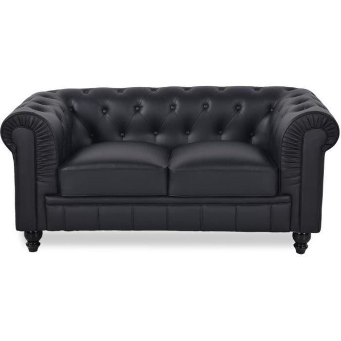 Canapé Chesterfield 2 Places Regency Noir Canapé Chesterfield 2 Places Regency Noir