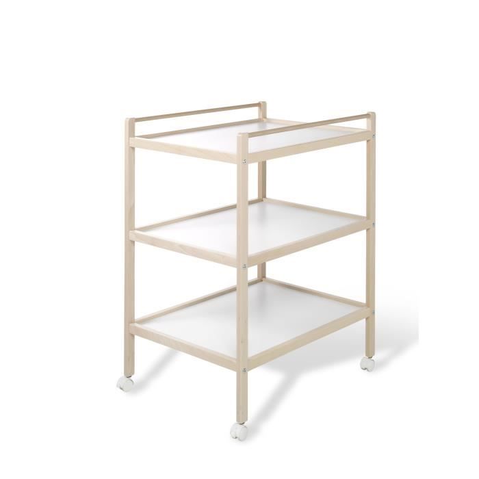 Geuther Table A Langer Alisa Sur Roulette En Hetre Naturel Blanc