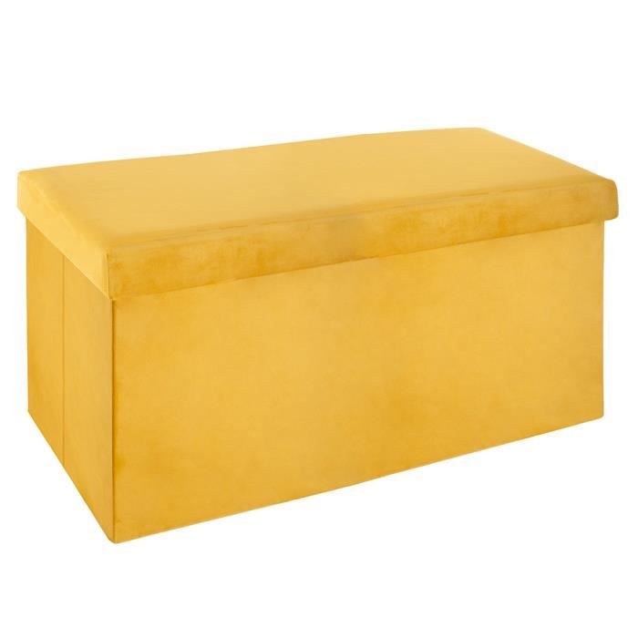 eazy living velvet pouf + étagère de rangement alizee jaune