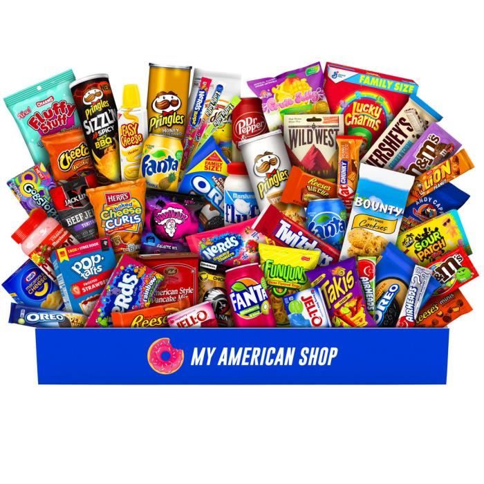 BOX DÉCOUVERTE USA GIGA, Boite de Bonbons et Chocolat, Assortiment  Américain de Friandises