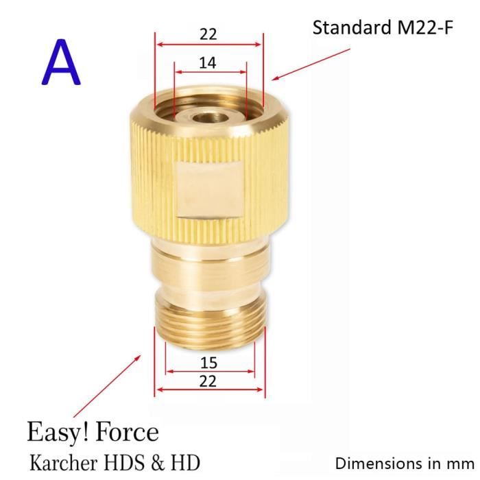 Connecteur Laiton Pour Nettoyeur Haute Pression - Adaptateur M22x1.5 Vers G1/4 - Universel Et Anti-fuite