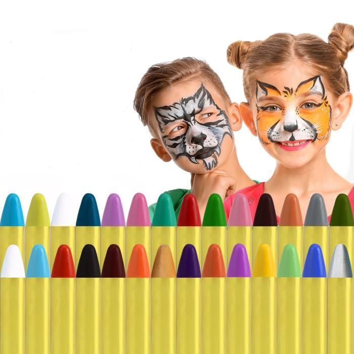 Visage Peinture, 36 Couleurs Crayons, Sûr, Non-Toxique, Lavable, Peinture  Corporelle pour Enfants, Cosplay, Halloween, Pâques, Noël - Cdiscount Jeux  - Jouets