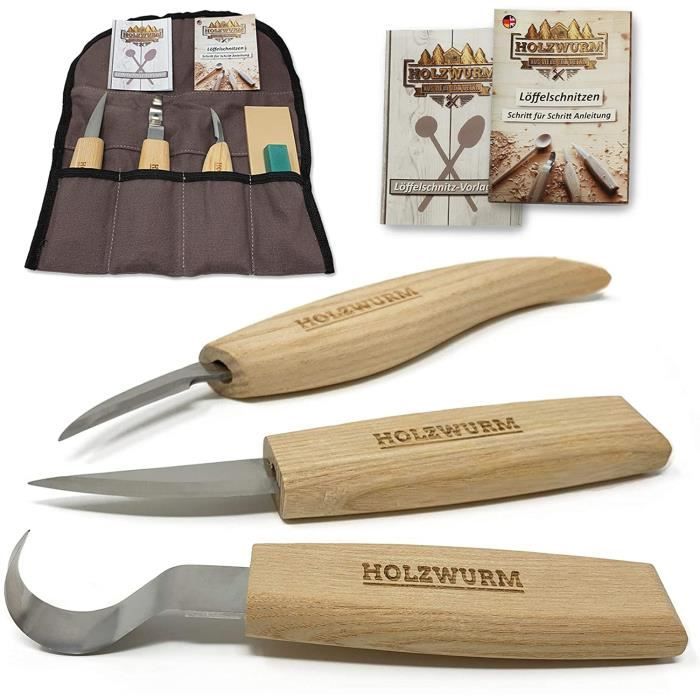 Kit Sculpture Bois 25 Outils - Couteaux, Ciseaux & Accessoires Pour Débutants Et Pros