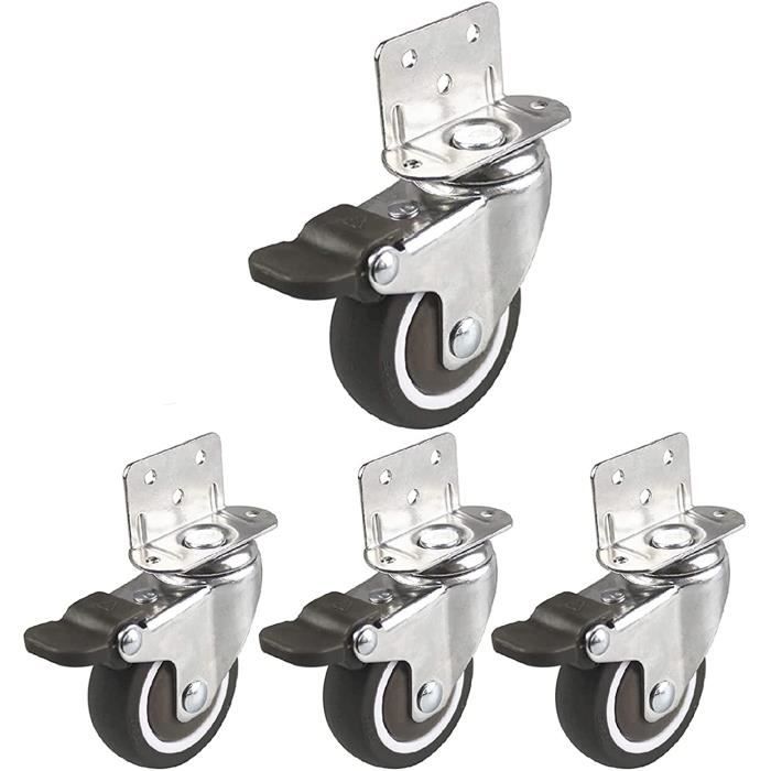 Lot De 4 Roulettes Pour Meubles Gentpovth | Pivotantes Silencieuses | 2 Avec Freins | Protection Sol