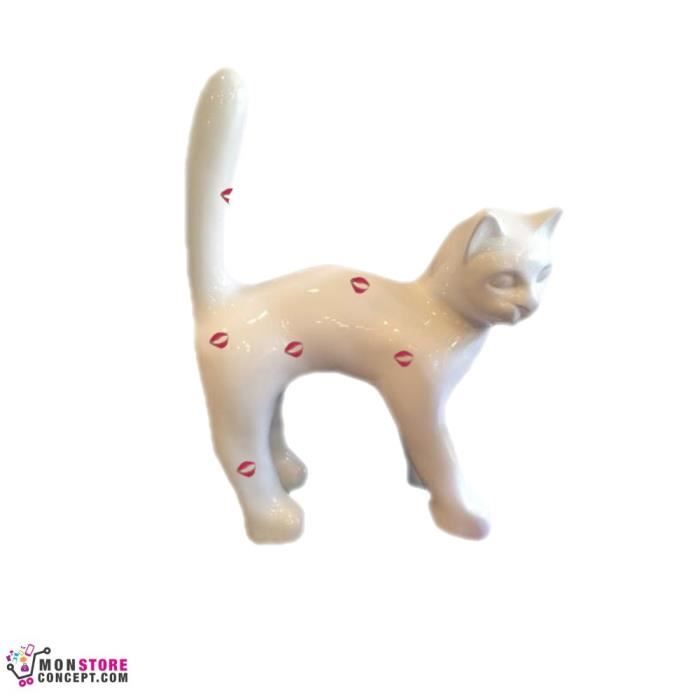 Statuette Chat Blanc Avec Bisous H 108cm Statuette Sculpture Decoration Interieur Exterieur Cdiscount Jardin