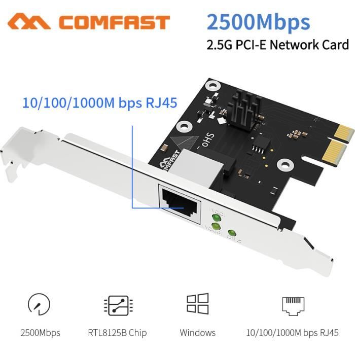 Cartes réseau,Carte réseau Gigabit Gaming, 2500 mbs, 101001000 mbs, Port RJ45, 2