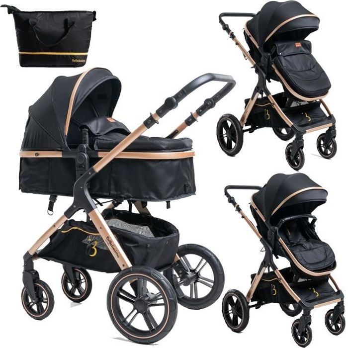 Poussette transformable combinée convertible 2 en 1 - BEBELISSIMO - NYA - noir