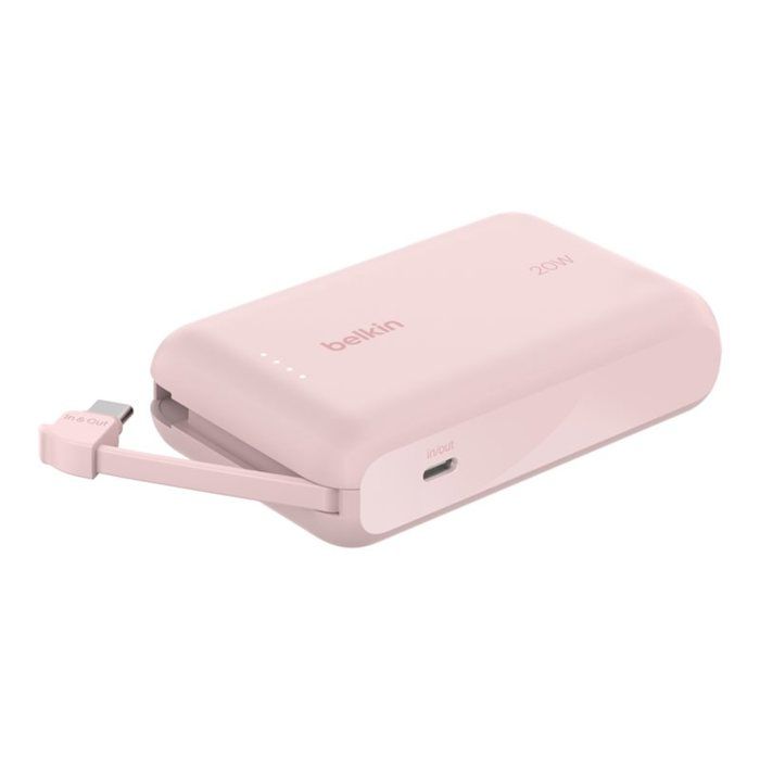 BELKIN 10k PD20w Integrated USB-C Cable Power Bank Pink
