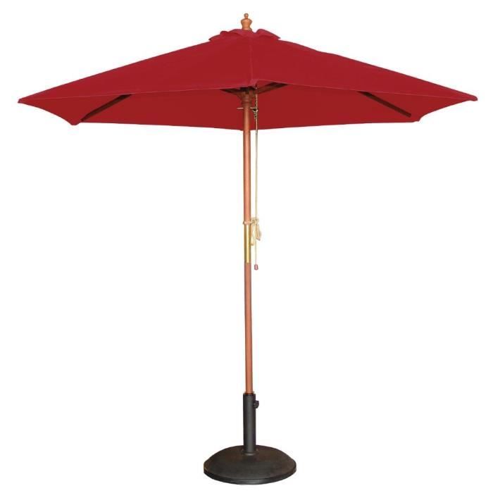 Parasol de terrasse professionnel rouge - Bolero - 3m - Rond - Mât droit - Manuel