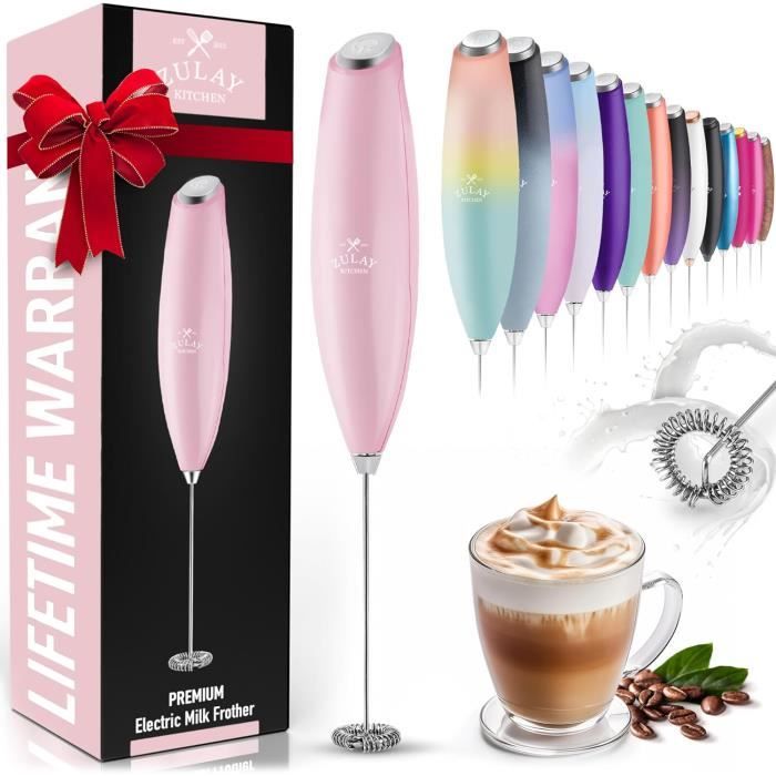 Zulay Kitchen Mousseur à Lait Puissant – Mélangeur à Boisson Portable Ultra Rapide – Fouet électrique Pour Café, Latte, Cappuccino, Frappe, Matcha, Chocolat Chaud Et Crème à Café – Milk Boss Noir