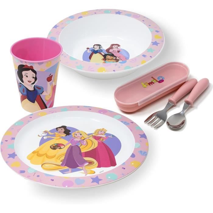 Set Repas Enfant Guttlem 5 Pièces – Inox 18/10 – Motif Éléphant – Assiette, Couverts, Tasse