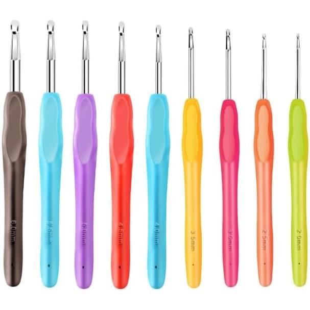Kit Complet 37 Pièces Aiguilles à Crochet Ergonomiques 2.0mm-10.0mm - Idéal Débutants Et Experts