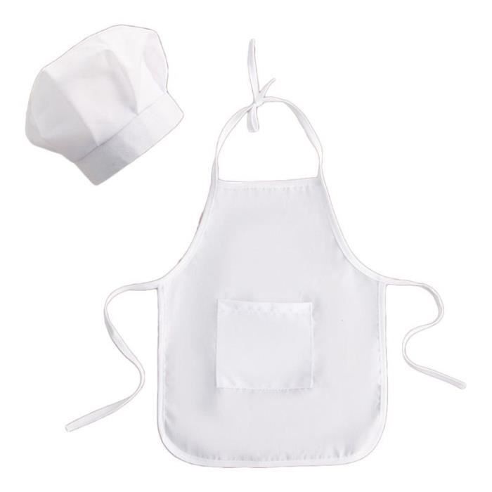 Tablier Et Toque De Chef Bébé - Costume Cuisinier Enfant - Photo Nouveau-né Blanc - 2 Pièces