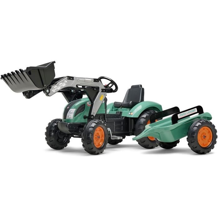 Tractopelle à pédales Farm Lander - FALK - Volant directionnel Remorque - Fabriqué en France - 50% de plastique recyclé - Dès 3 ans