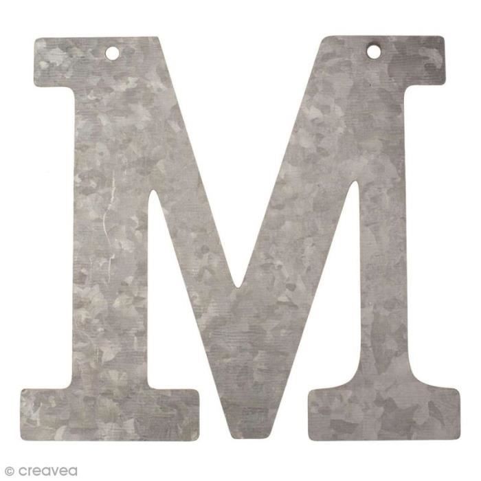 Lettre en métal galvanisé 12 cm - M Lettre métallique Glorex pour Home Deco: Lettre MDimensions: 13 x 12 cm environEpaisseur: 1
