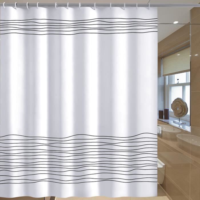 Rideau de douche,rideau de bain imperméable,rideau de baignoire avec 12 anneaux pour salle de bains (180 x 180 cm)