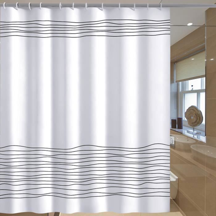 Rideau De Douche Polyester Imperméable 100x180 Cm - Ourlet Lesté, Lavable Machine, Avec Crochets Inclus