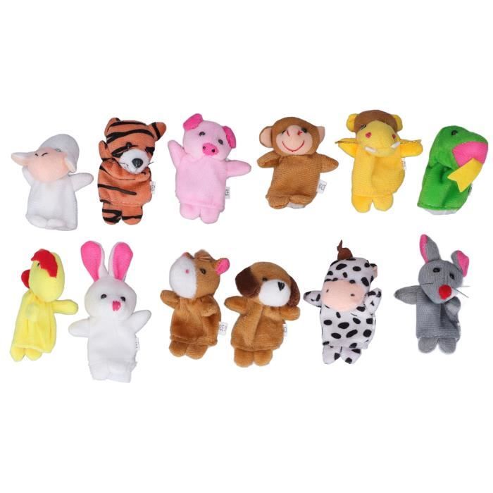 XXU Lot de 12 marionnettes à doigt en peluche avec animaux de