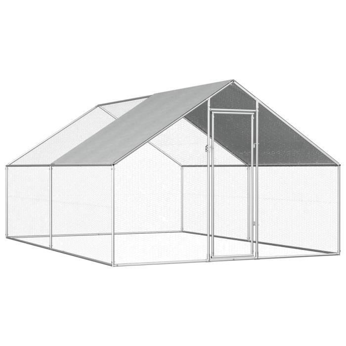 Comparer les prix de Enclos poulailler d'extérieur - LEXLIFE - 11m² - Acier galvanisé - 2,75 x 4 x 1,92 m - 4 poules