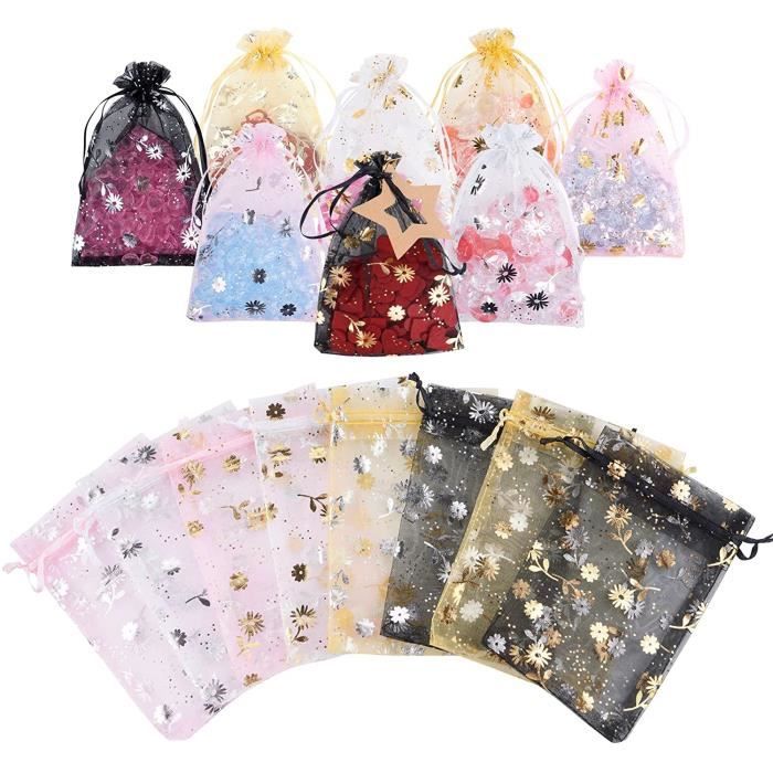 Lot De 24 Pochettes à Bijoux En Organza - Noir Et Argenté - Neufs Sans Emballage