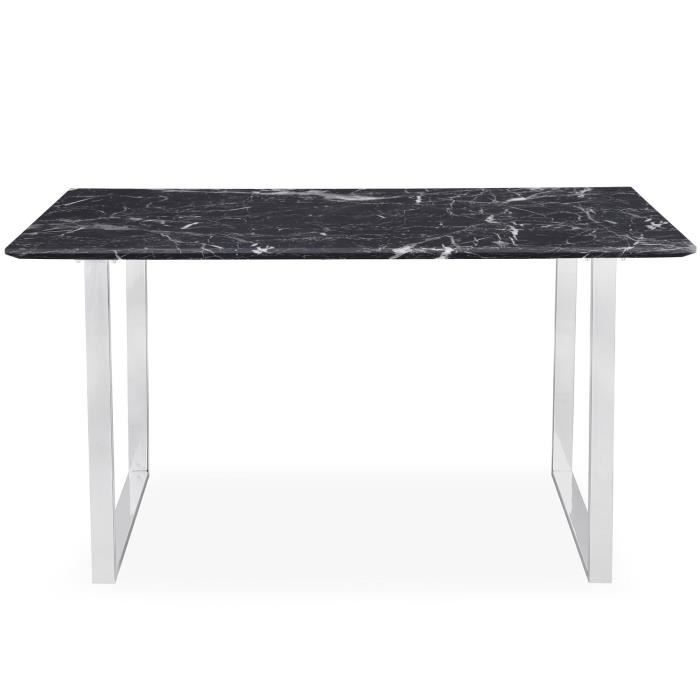 Table De Salle A Manger Stockholm Avec Plateau Effet Marbre Fonce
