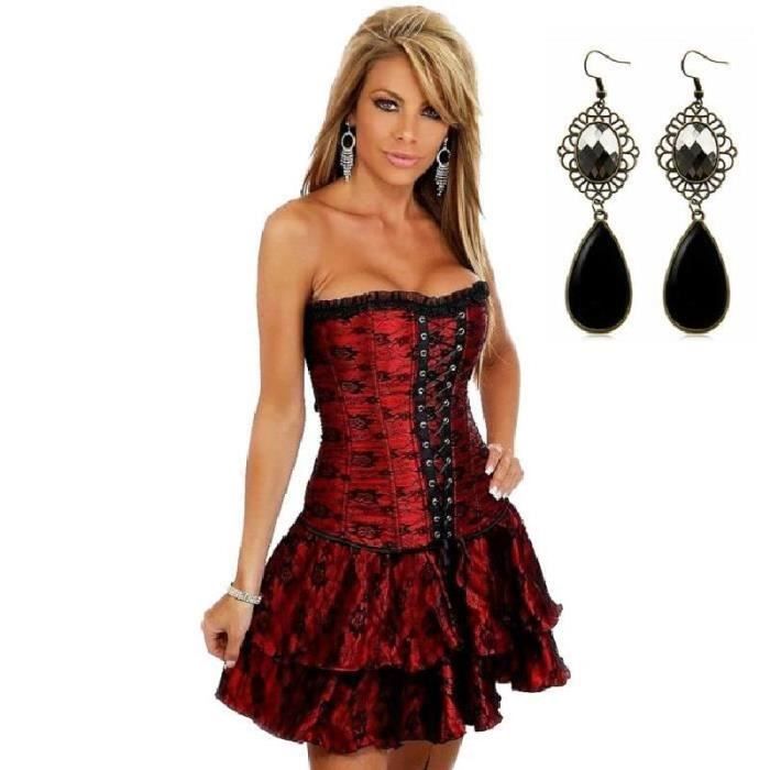 Corset Bustier Femme Dentelle Sexy - Serre-Taille Vintage - Lacets - Pour Lingerie Ou Déguisement