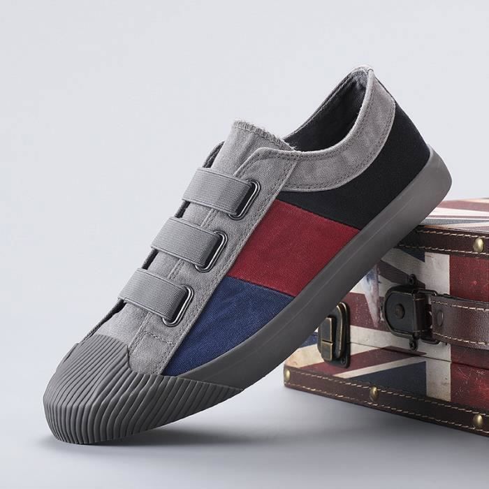 INSFITY Sneakers Homme INSFITY Tricolore A élastique Aéré Basse - Gris