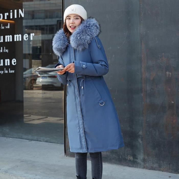Manteau Femme long Mode Loisir Grande Taille Nouvelle arrivee Plus velours Garder au chaud Bleu HN Bleu Cdiscount Pret a Porter