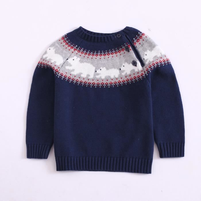 Pull bébé col rond bleu marine