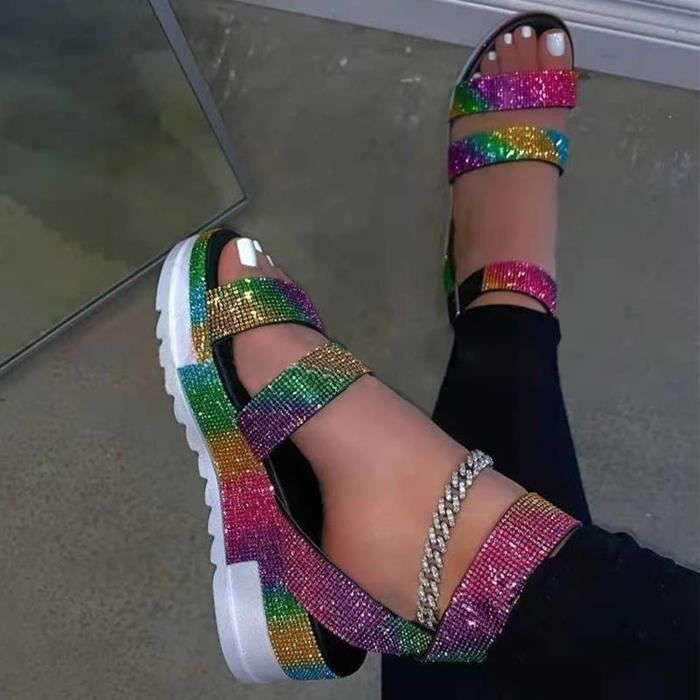 Femme Dames Slip on Espadrilles Diamant Détail Fleur Devant Chaussures Été Taille Femme Dames Slip on Espadrilles Diamant Détail Fleur Devant Chaussures Été Taille