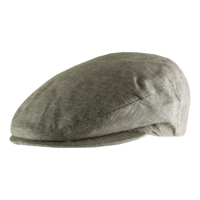 Classic Italy Men's Linen Flat Cap - Double Flatcap In Blue, Size 7 3/8 (75% Linen, 25% Cotton)