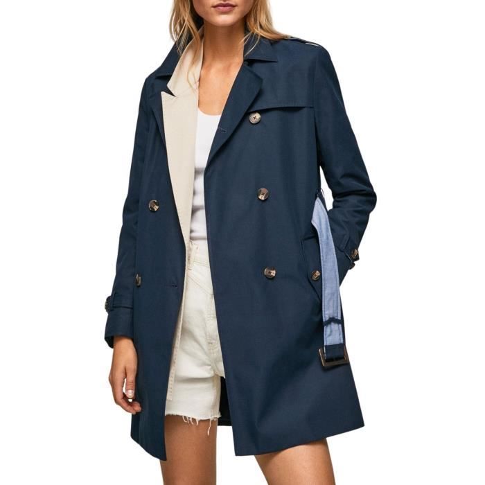Trench coat Pepe Jeans Salom Bleu Marine pour Femme Blue