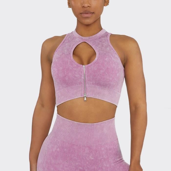 Brassiere de sport Femme Marque Modele Col rond Jogging Yoga Fitness Rose clair Rose clair Cdiscount Sport