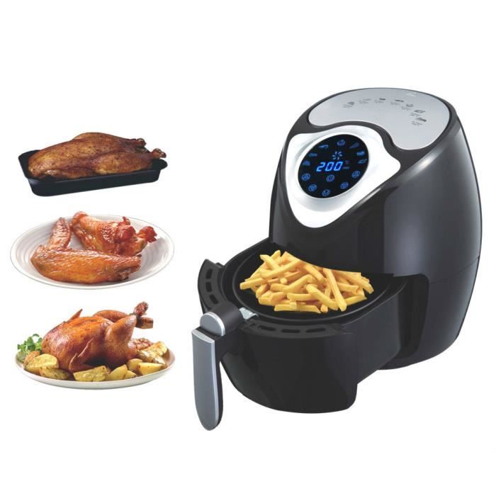 Friteuse électrique CROSSON 8L avec vidange d'huile, minuterie de 30 minutes, réservoir d'huile de formage par étirement, couvercle et panier en treillis métallique solide