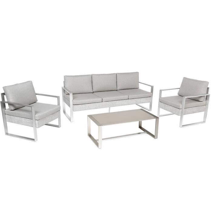 Salon De Jardin En Aluminium Et Polyester Coloris Taupe Achat