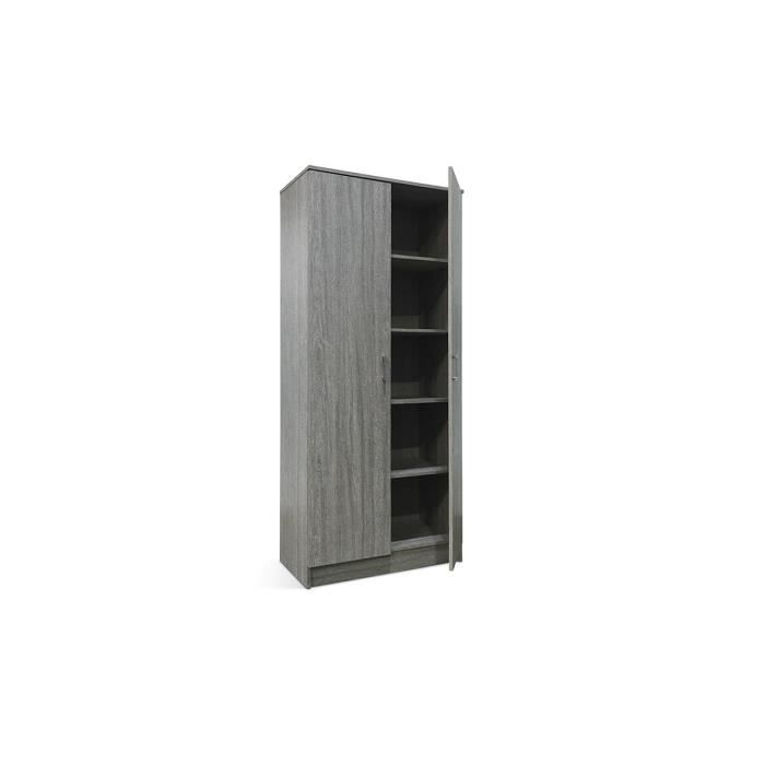 armoire de rangement rey 80cm - price factory - armoire 2 portes - chêne gris - scandinave