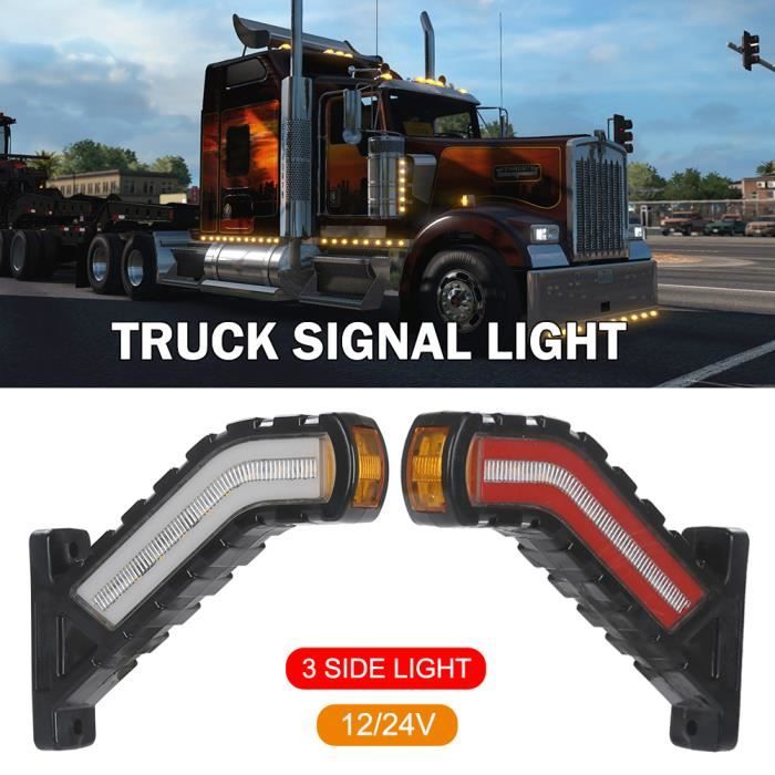 Par De Luces De Gálibo LED Tricolor (Rojo/Blanco/Naranja) 12V-24V - E Homologadas, Para Camión, Remolque, Caravana