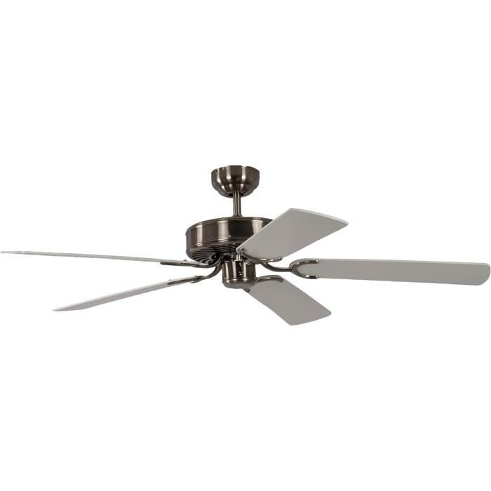 Ventilateur de plafond Potkuri sans lumière, acier, pales double face