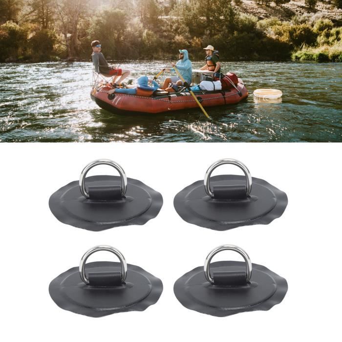 Lot De 4 Anneaux En D En Acier Inoxydable Avec Patch PVC - Pour Paddle, Kayak, Bateau Gonflable - 9x9 Cm