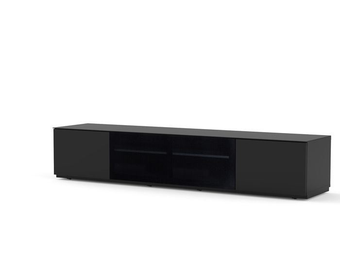sonorous - meuble tv studio 200 noir - porte centrale en textile accoustique - qualité premium - l200cm - tv 86'' max - livré monté