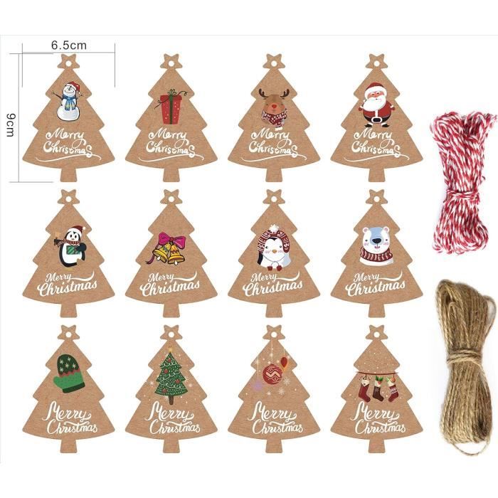 100 Étiquettes Cœur Kraft + 10m Corde Chanvre - Pour Cadeaux, Noël, Mariage | Étiquettes Souhaits DIY