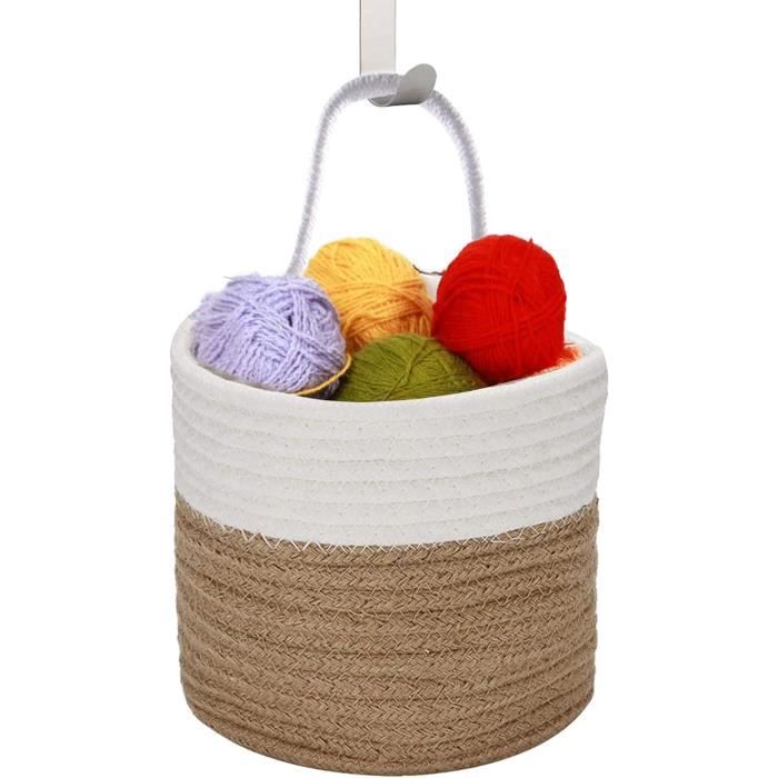Hperu Panier Avec Couvercle, Corde De Coton Tissé Rond Petit Panier Avec Couvercle De Capacité Boho Panier De Rangement Multipurpose Paniers Tissés Pour Le Stockage Des Jouets, Du Fil Et De Petits