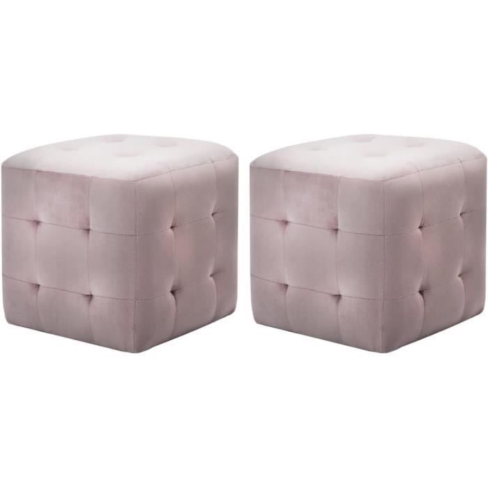 VidaXL Lot De 2 Poufs Cubes Velours – Repose-Pieds Confortables Noir Pour Salon, Chambre Ou Bureau
