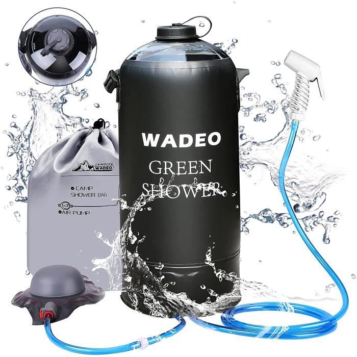Douche De Camping Portable WADEO – Autonomie 140 Min – 5 Pression – Étanche IPX8 – Compatible Seau 20L – Pour Rando, Van - 2