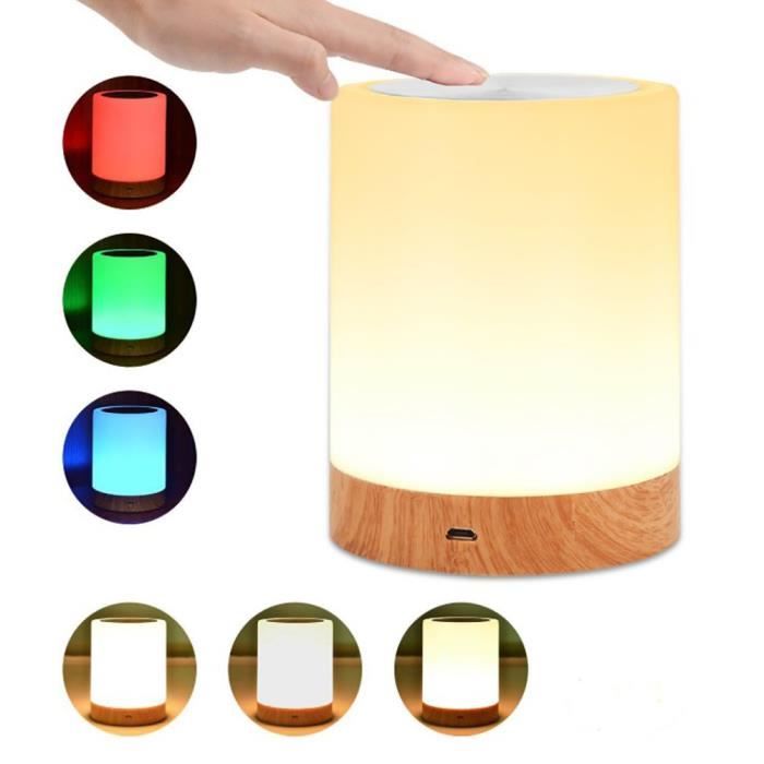 Lampe de Chevet LED Touch Rechargeable par USB Smart Coloré RGB LED  Veilleuse Sans fil BT