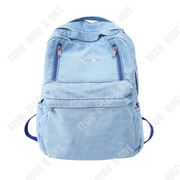 TD Sac a dos cartable bleu junior lycee campus sac d ecole compartiment zipper voyage en plein air ordinateur scolaire