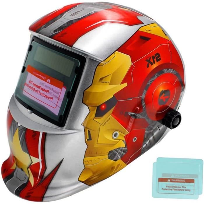 Masque De Soudure à Assombrissement Automatique - Casque Avec Motif Crâne Enflammé - Alimentation Solaire - DEKO