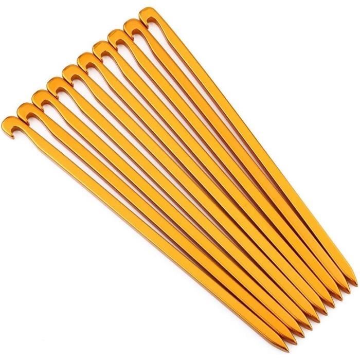Piquets De Tente En Aluminium – Lot De 10, 16 Cm – Pour Tentes, Auvents, Bâches – Pointe Fine, Tête Plate – Résistants