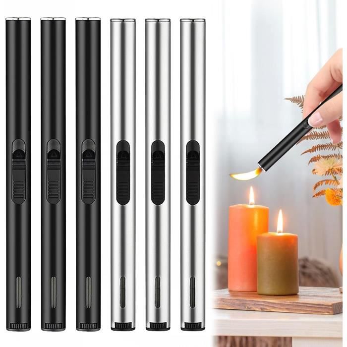 Lot De 4 Briquets Tempête USB Rechargeables – Double Arc, Coupe-vent, Sans Flamme | Parfait Camping, Barbecue, Bougies
