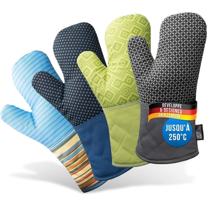 Gants De Four LauterSchutz Avec Revêtement Silicone - Protection Jusqu'à 250°C - Doublure Coton - Plusieurs Couleurs